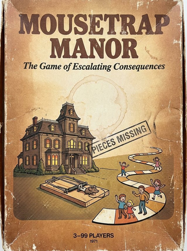 Mousetrap Manor — The Game of Escalating Consequences. Pieces missing.